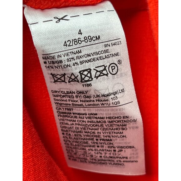 Banana Republic Dress Women Sz 4 Orange Sheath Sleeveless Work Stretch Solid - Picture 12 of 12